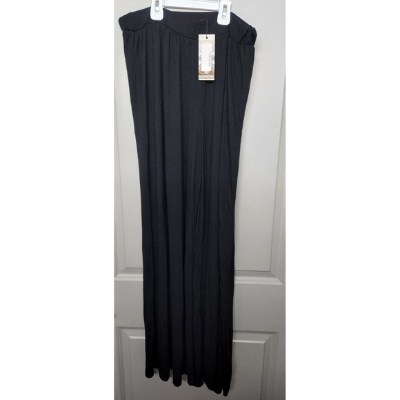 Boohoo Womens Size 12 Basic Jersey Midaxi High Waisted Pants Black Soft - Picture 2 of 8